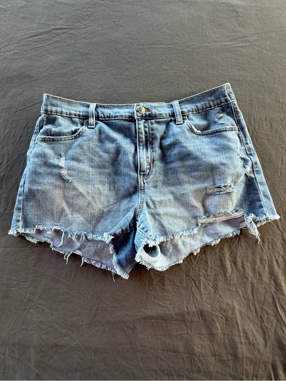 aerie light blue distressed denim cutoff shorts